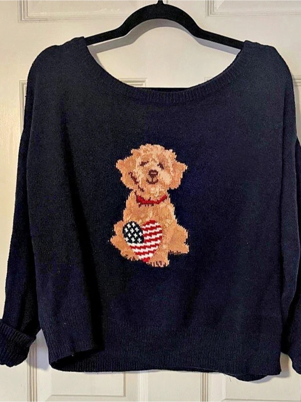 Hollister Dog Sweater S Navy Golden Retriever American Flag Heart
